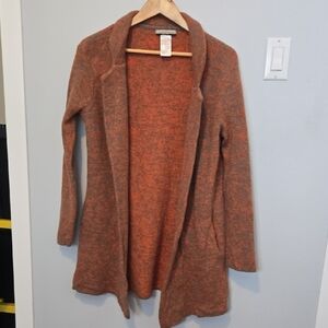 Chiaramente Cozy Open-Front Rust Wool Cardigan Made In Italy